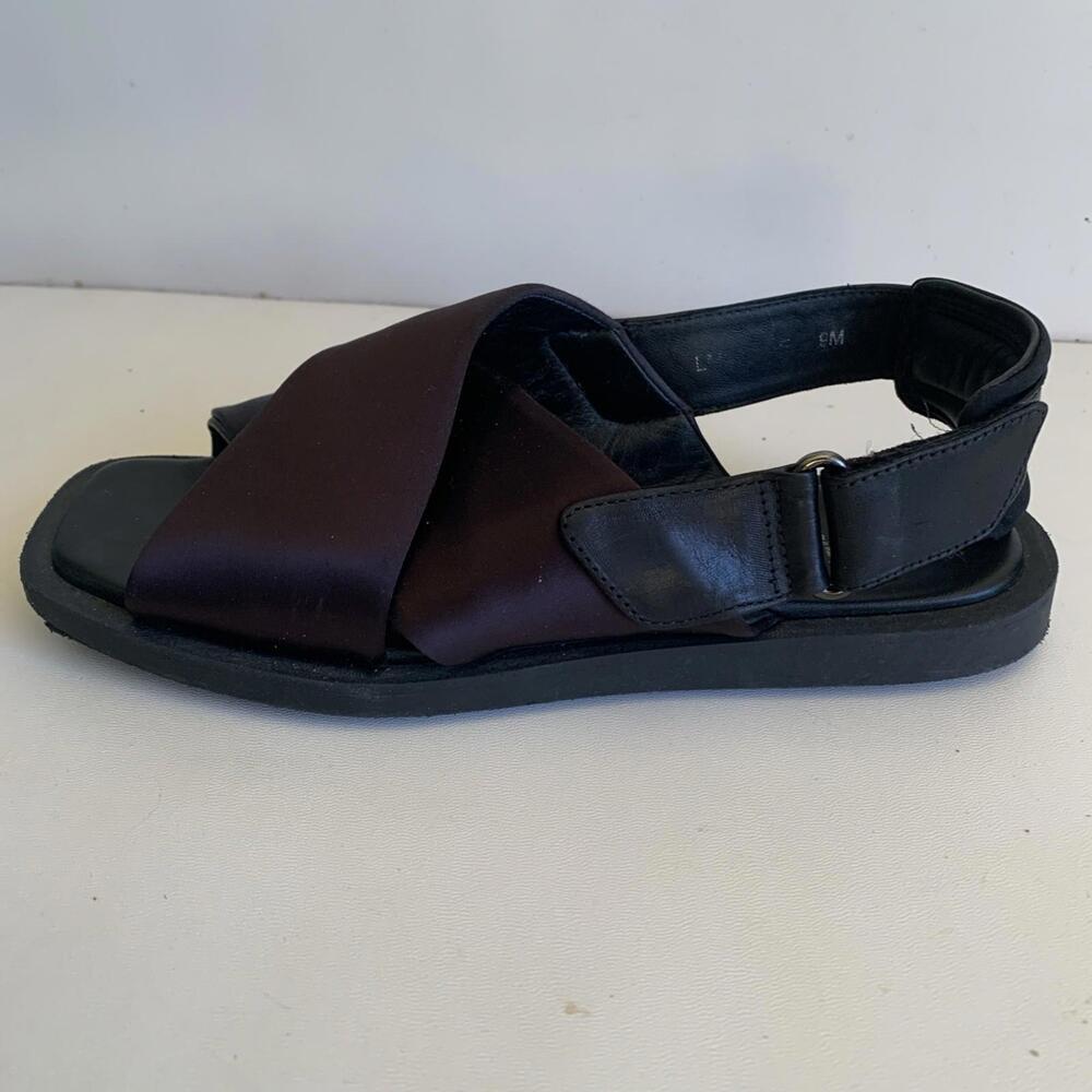 Aquatalia Jolessa Slingback Sandals Flats Purple Satin & Leather -Sz 9 - Picture 4 of 8